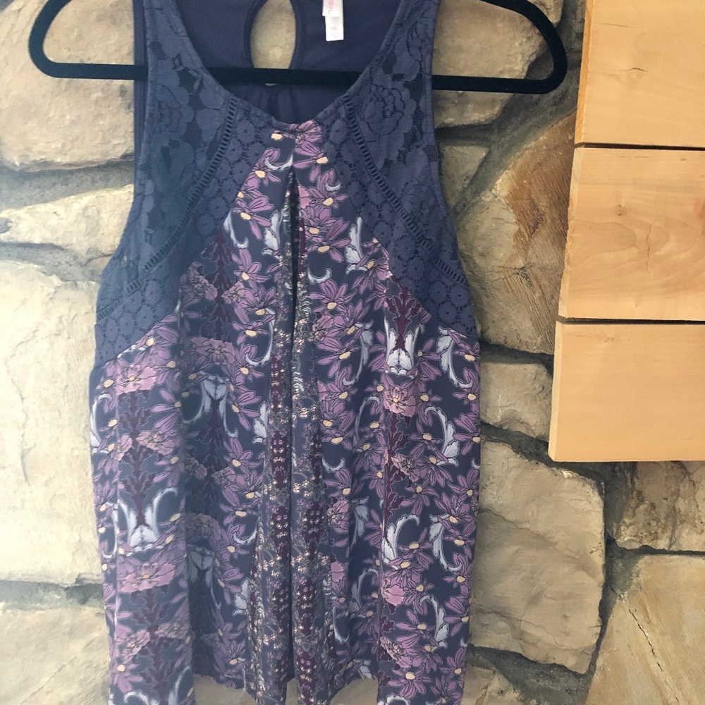 Xhilaration Purple Mixed Print Tank Top